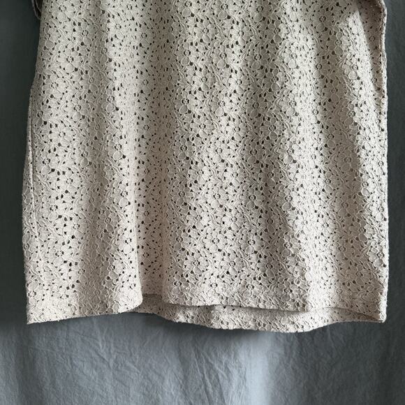 Vintage Pierre Cardin Eyelet Lace Top Parisian Casual Taupe Cotton Nylon Women M - Picture 3 of 10